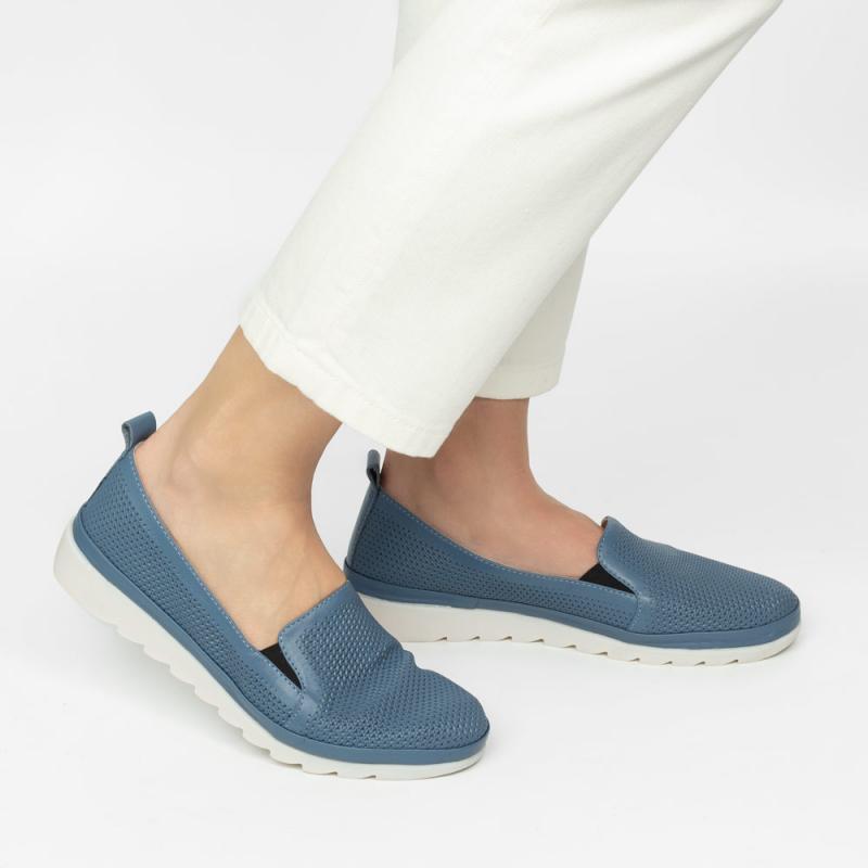 Pantofi comozi dama din piele naturala DiAmanti Charo albastru denim